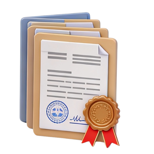 Will legalisation service icon showing legal document with official seal