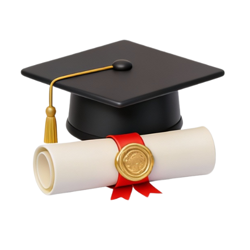 Academic document authentication icon showing graduation cap and certificate