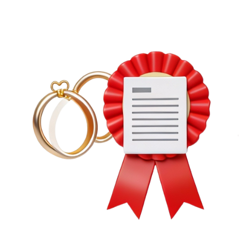 Divorce registration service icon showing separated rings and legal document