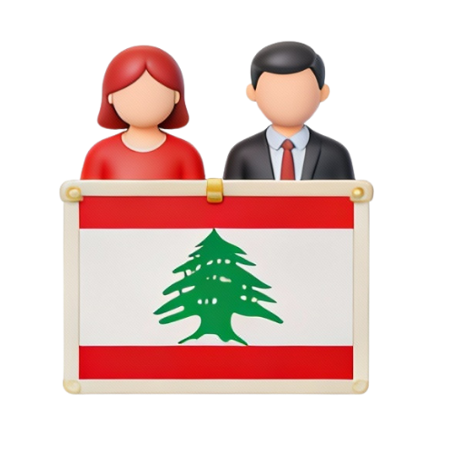 Naturalisation service icon showing couple and citizenship certificate