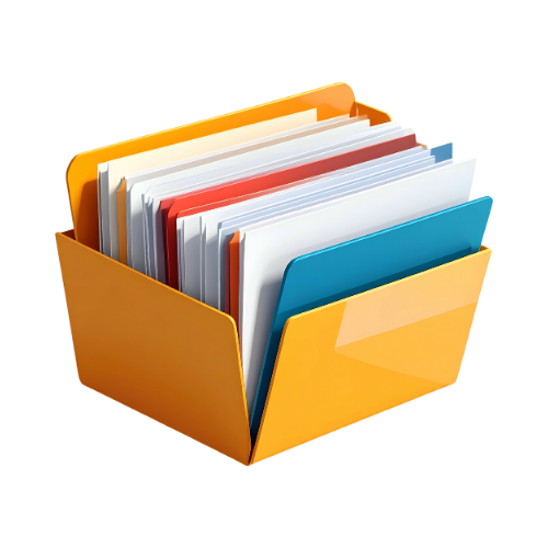 File generation service icon showing stacked official folders